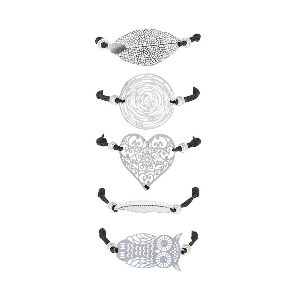 LUZAKA Dámske 5 Náramokov ANTARES Čierno/Strieborný 026745