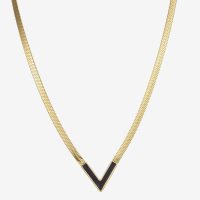 Čierny náhrdelník do V s plochou sieťovinou 10137 LUZAKA