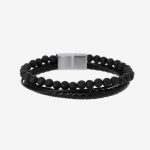 Pánsky Kožený náramok z lávových kameňov 58969 LUZAKA