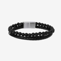 Pánsky Kožený náramok z lávových kameňov 58969 LUZAKA