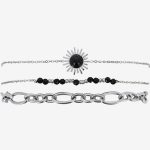 Dámsky Slnečný náramok z ocele a čierneho achátu 59294 LUZAKA