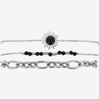 Dámsky Slnečný náramok z ocele a čierneho achátu 59294 LUZAKA