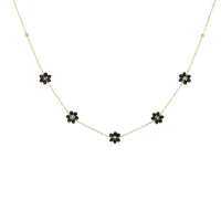 Náhrdelník Čierne kvietky Flore 10333 LUZAKA
