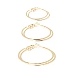 3 páry pozlátených oceľových kruhových náušníc 26057 LUZAKA