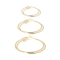 3 páry pozlátených oceľových kruhových náušníc 26057 LUZAKA