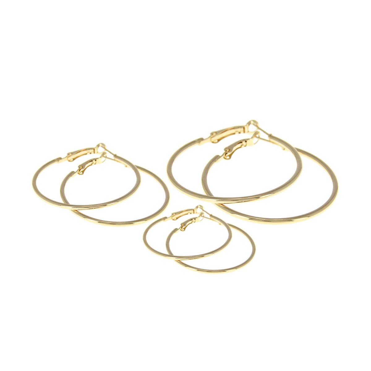 3 páry pozlátených oceľových kruhových náušníc 26057 LUZAKA – Obrázok 2