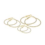 3 páry pozlátených oceľových kruhových náušníc 26057 LUZAKA – Obrázok 2