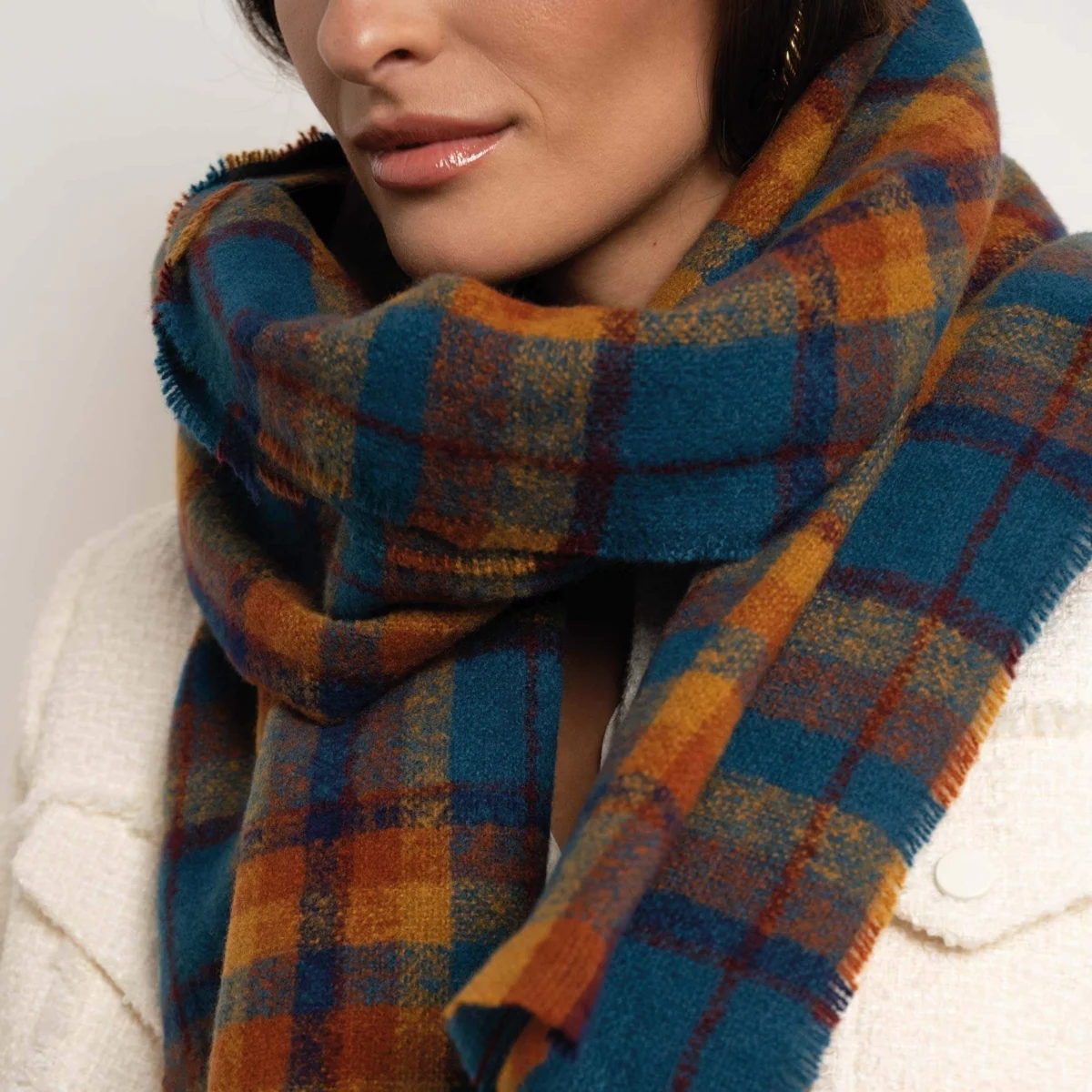 Modrý kockovaný šál  10110 LUZAKA – Obrázok 4