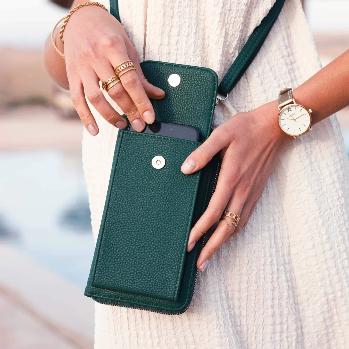 Dámska vertikálna taška s peňaženkou Zelená 10412 LUZAKA – Obrázok 2