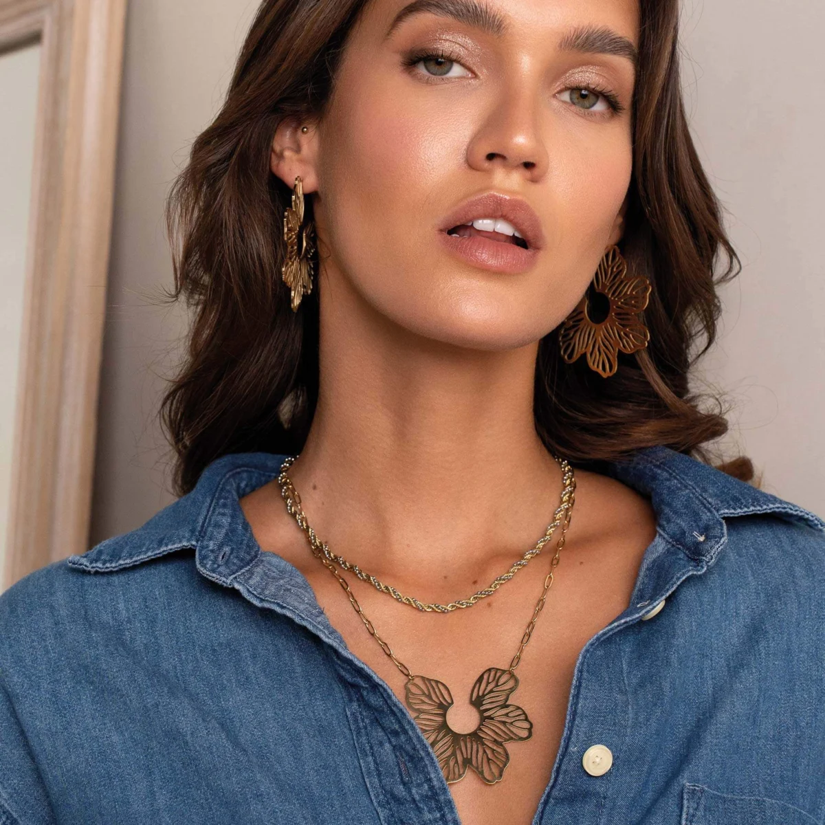 Dámsky oceľový náhrdelník pozlatený Floriane 11129 LUZAKA – Obrázok 2