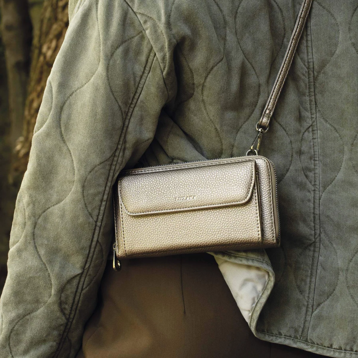 Dámska horizontálna taška s peňaženkou Zlatá 11470 LUZAKA – Obrázok 2