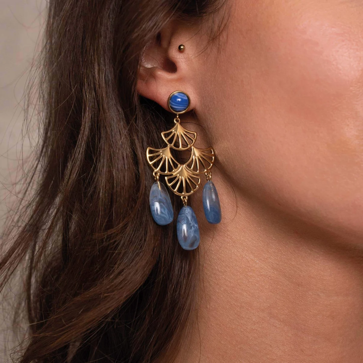 Dámske náušnice Melissa oceľové modré 11193 LUZAKA – Obrázok 3