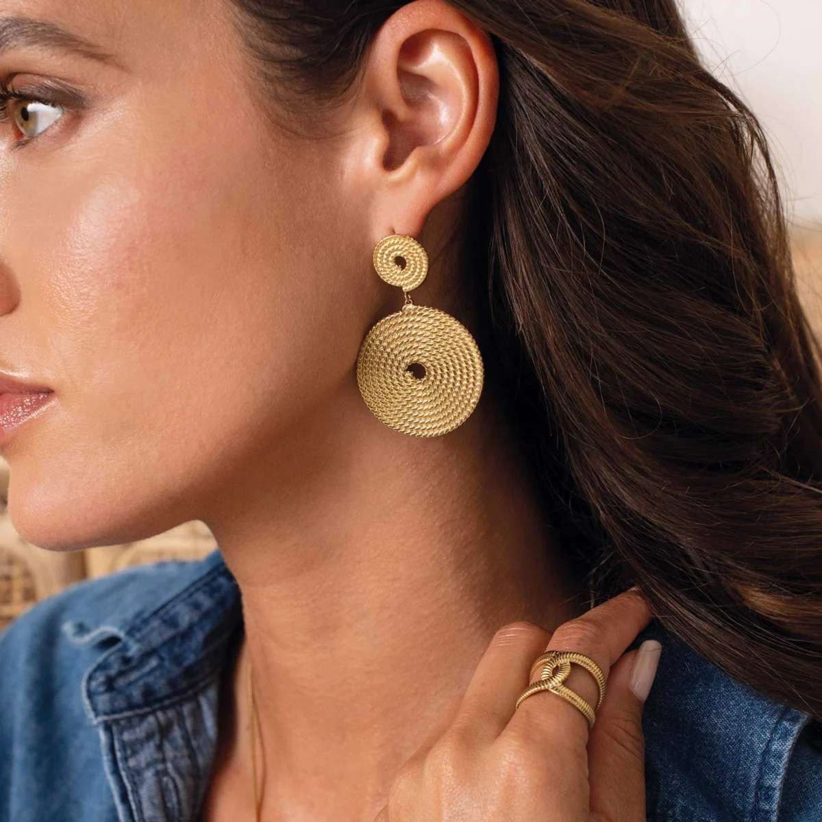 Dámske pozlátené oceľové náušnice Marina 11388 LUZAKA